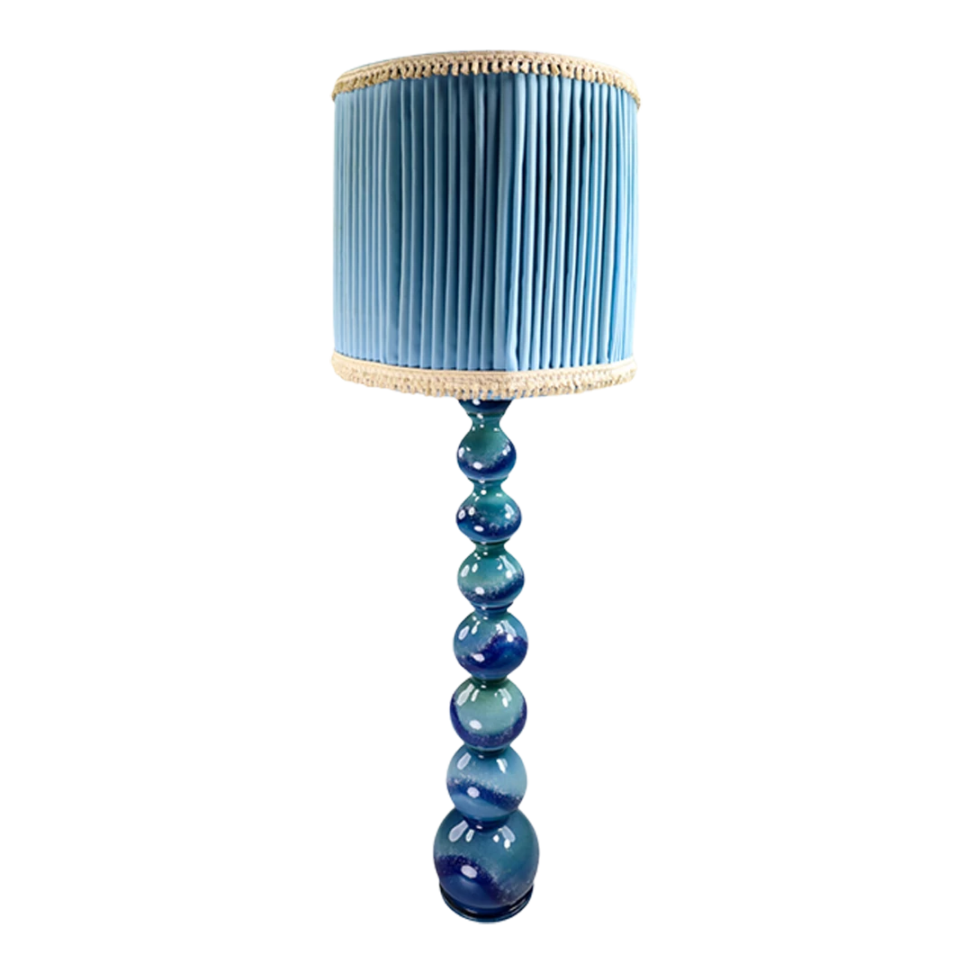 1970s Gebr. Kaiser & Co. : blue ceramic floor lamp, Germany