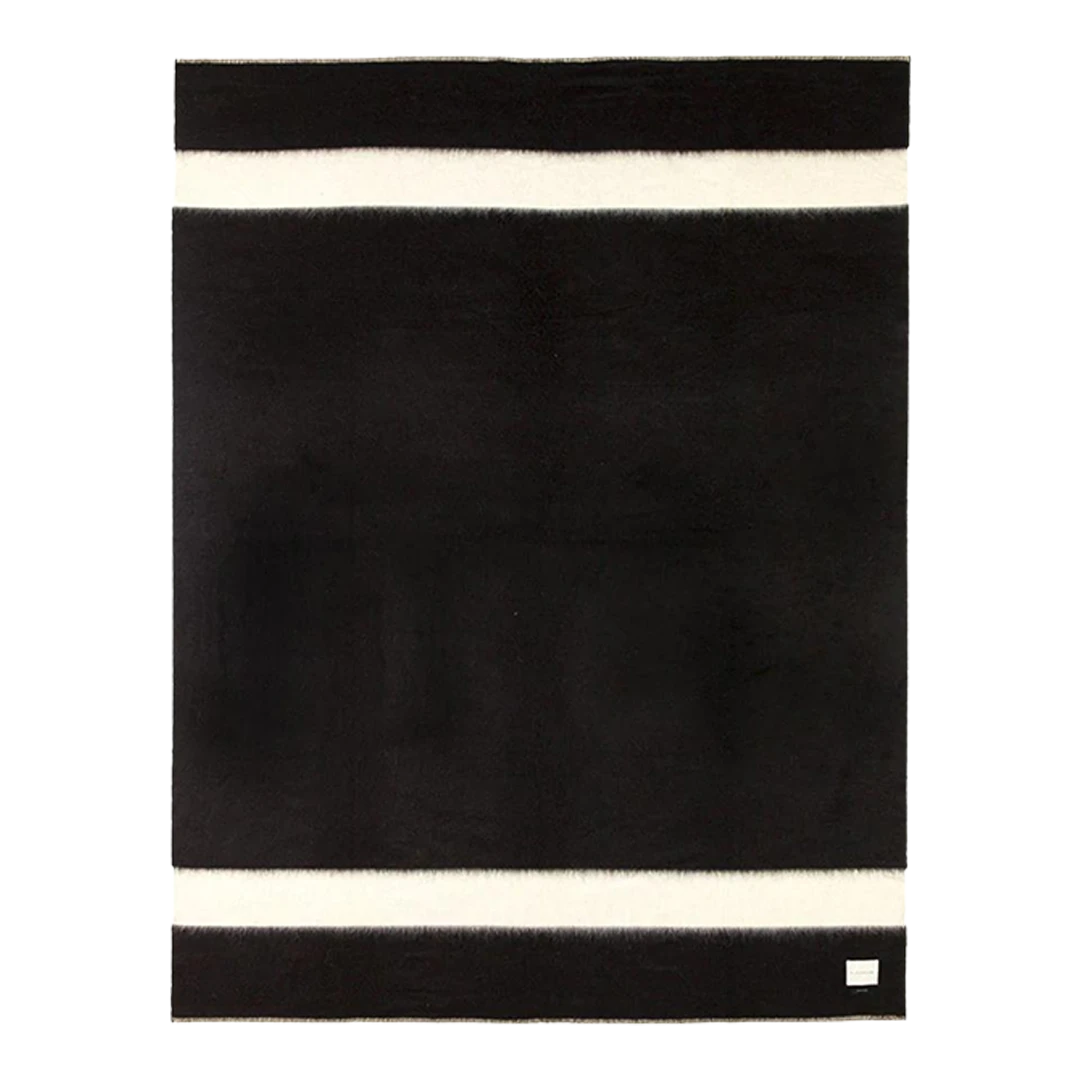 Blacksaw : The Siempre Blanket in Black/Ivory Stripe