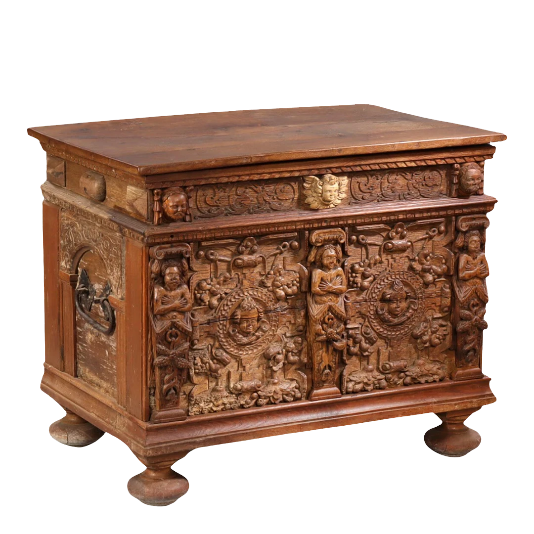 c1600 Schleswig-Holstein : Renaissance carved oakwood chest, Germany