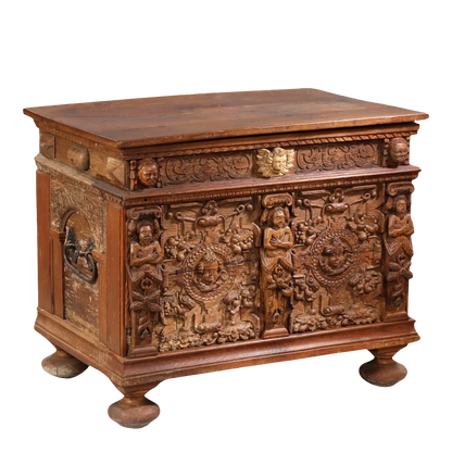 c1600 Schleswig-Holstein : Renaissance carved oakwood chest, Germany