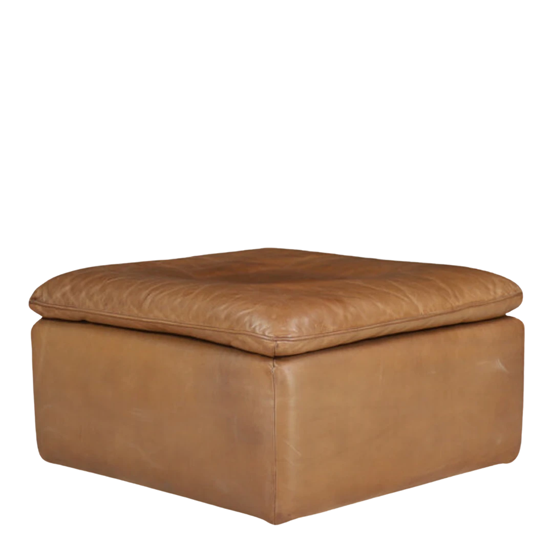 1970s de Sede : model DS-49 cognac leather square pouf