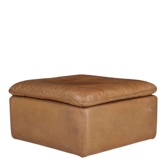 1970s de Sede : model DS-49 cognac leather square pouf