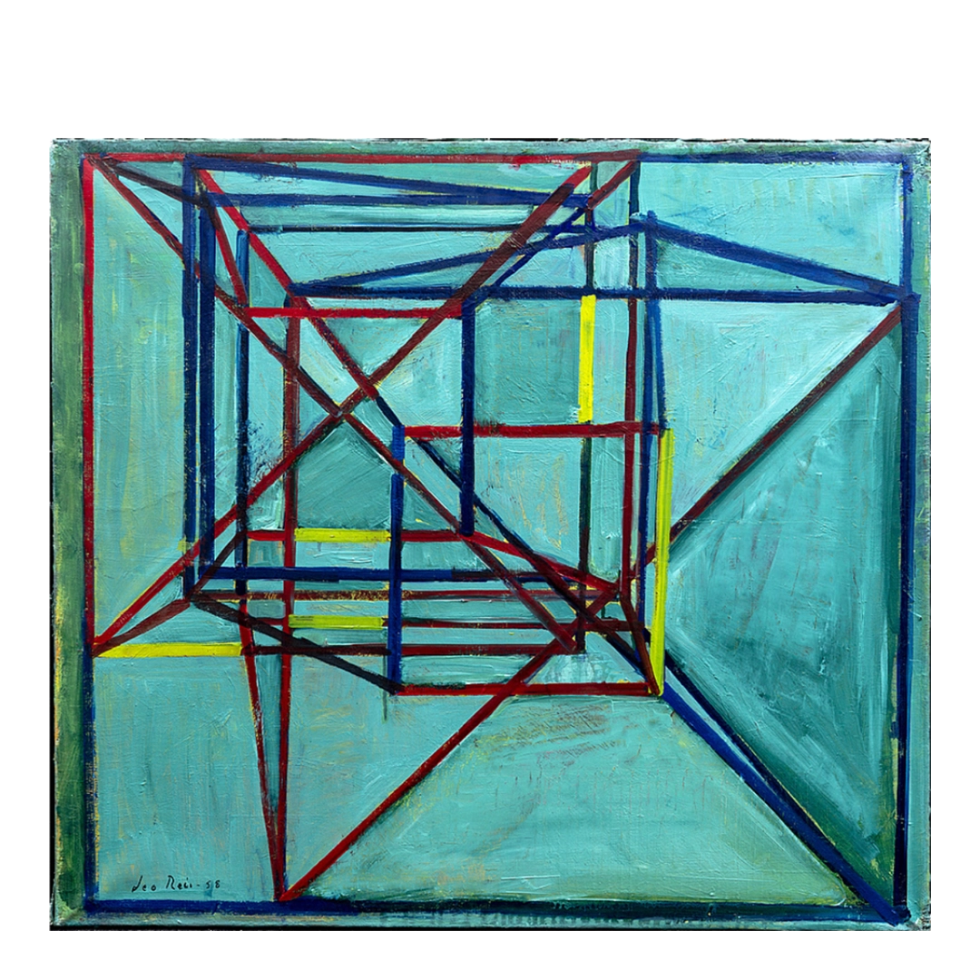 Leo Reis, Swedish : 1958 dated geometric abstract o/c