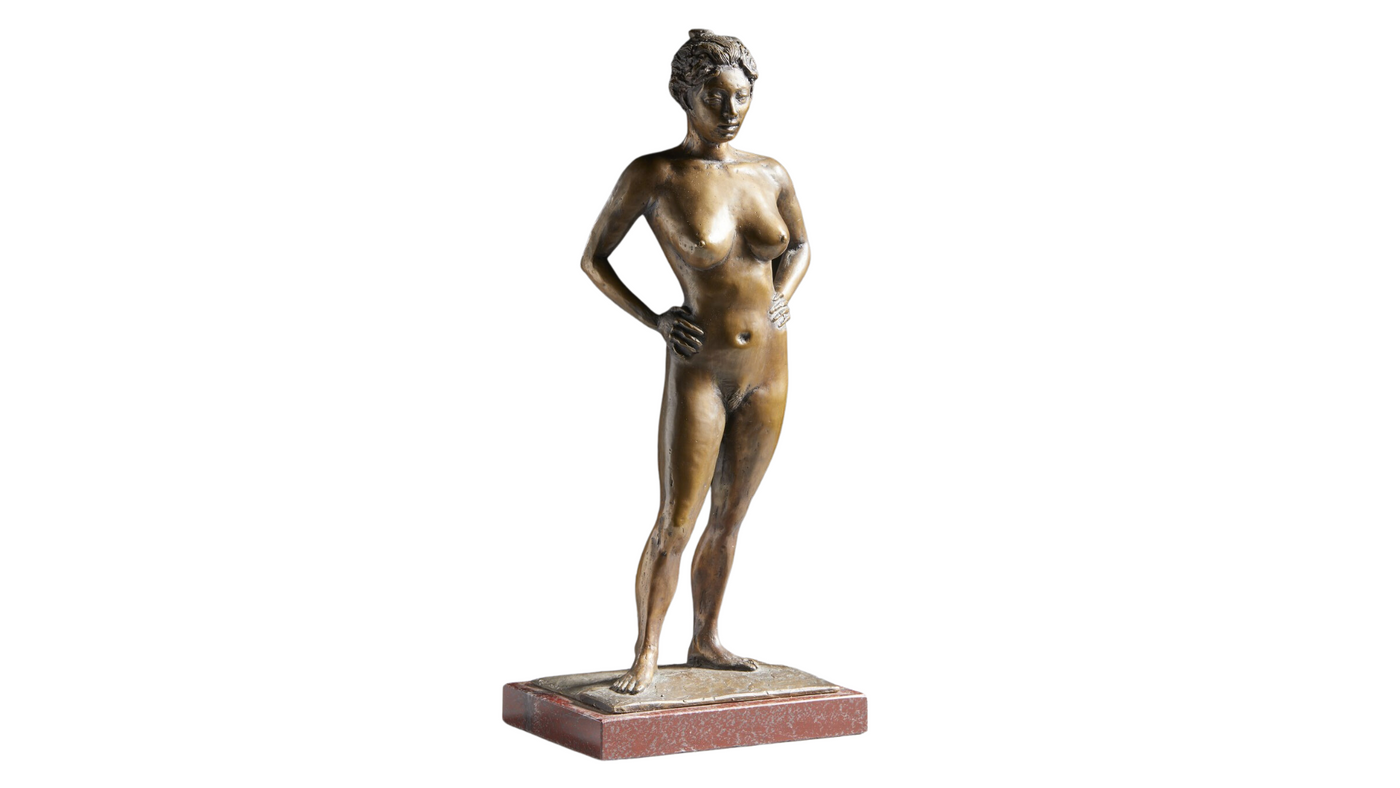 c1920 Italian bronze, 13" nude woman