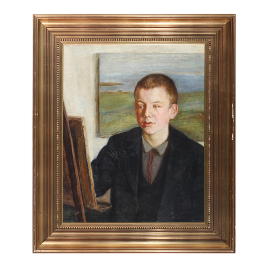 Early 20thc Danish : portrait of a young artist at his easel