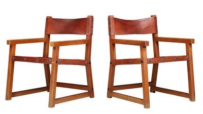1960s Spanish saddle leather Safari chair
