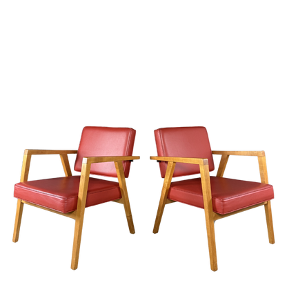 1950s Franco Albini : model 48 "Louisa" armchair in red leatherette