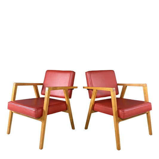 1950s Franco Albini : model 48 "Louisa" armchair in red leatherette