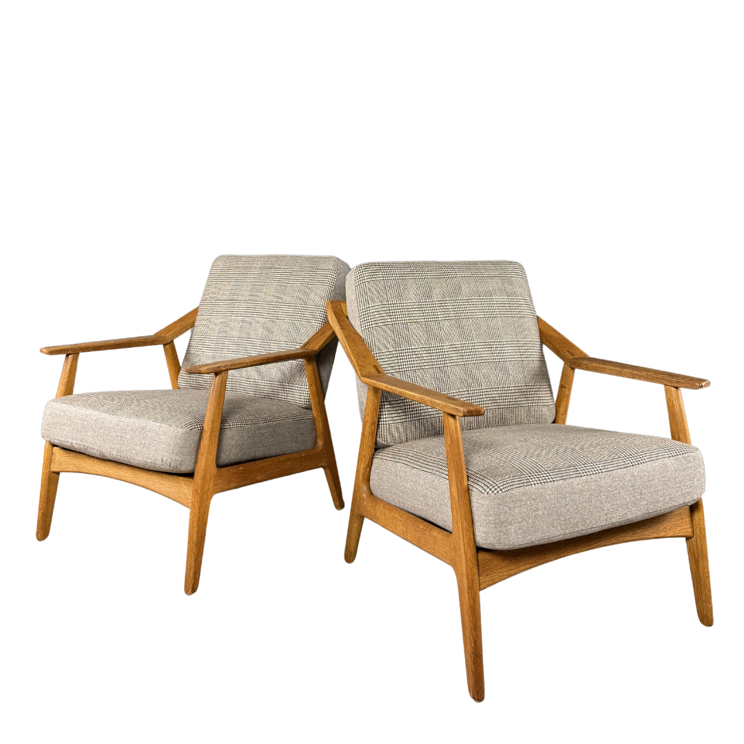 1950s H. Brockmann-Petersen : oakwood armchairs w/dovetail