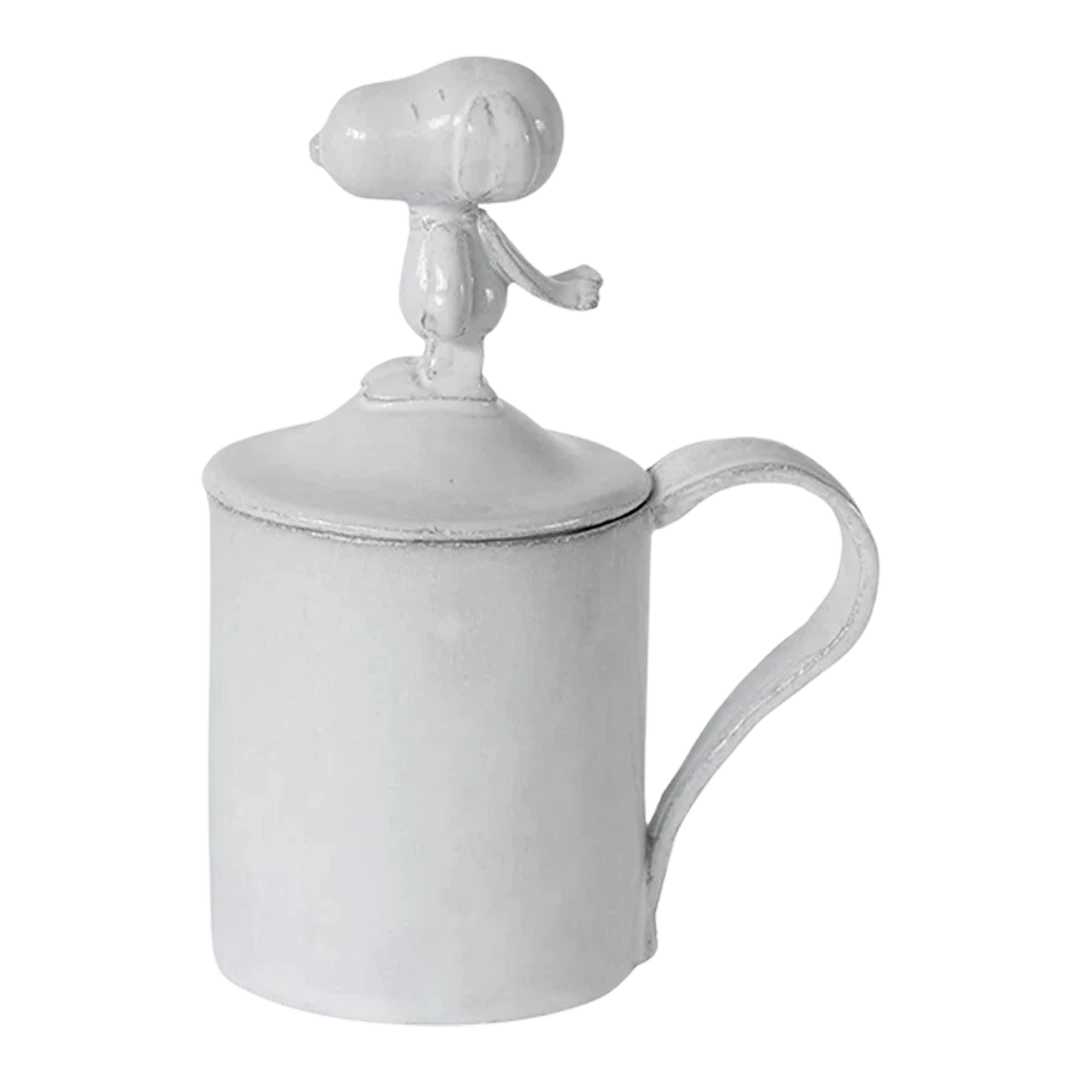 Astier de Villatte : ceramic mug with Snoopy figurine topper