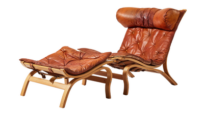 1960s Arne Norell leather "Scandi" lounge chair & ottoman