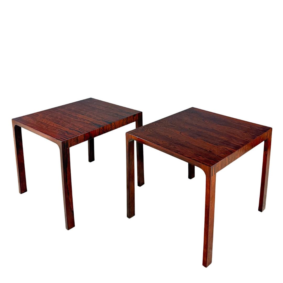 1960s Leif Jacobsen : pair square rosewood side tables, Toronto