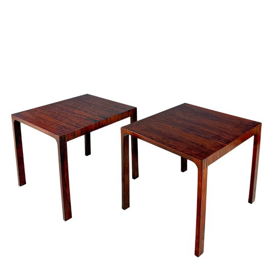1960s Leif Jacobsen : pair square rosewood side tables, Toronto