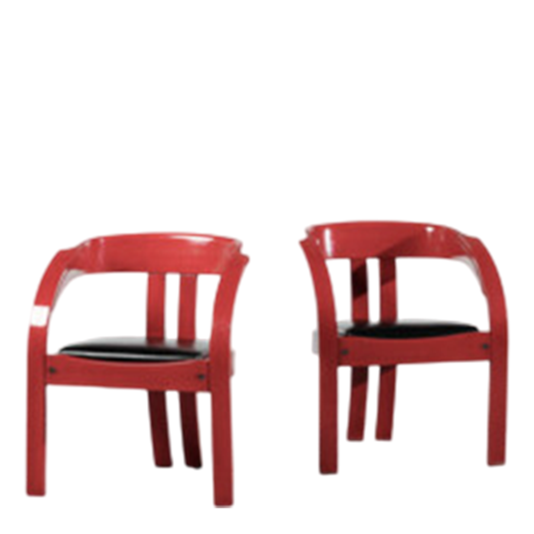 1970s Giovanni Battista Bassi : six red "Elisa" dining chairs, Poltronova