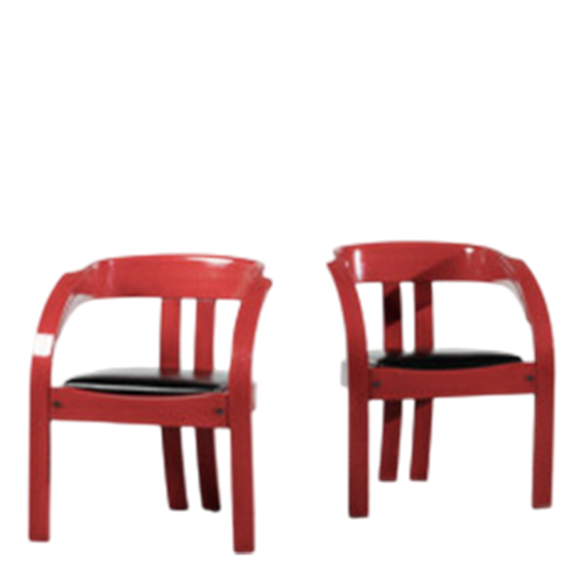 1970s Giovanni Battista Bassi : six red "Elisa" dining chairs, Poltronova