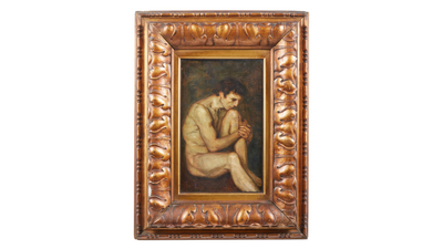 Early 1900s Italian male nude, ornate frame