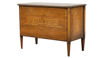 c1926 Swedish Grace birch & marble chest of drawers