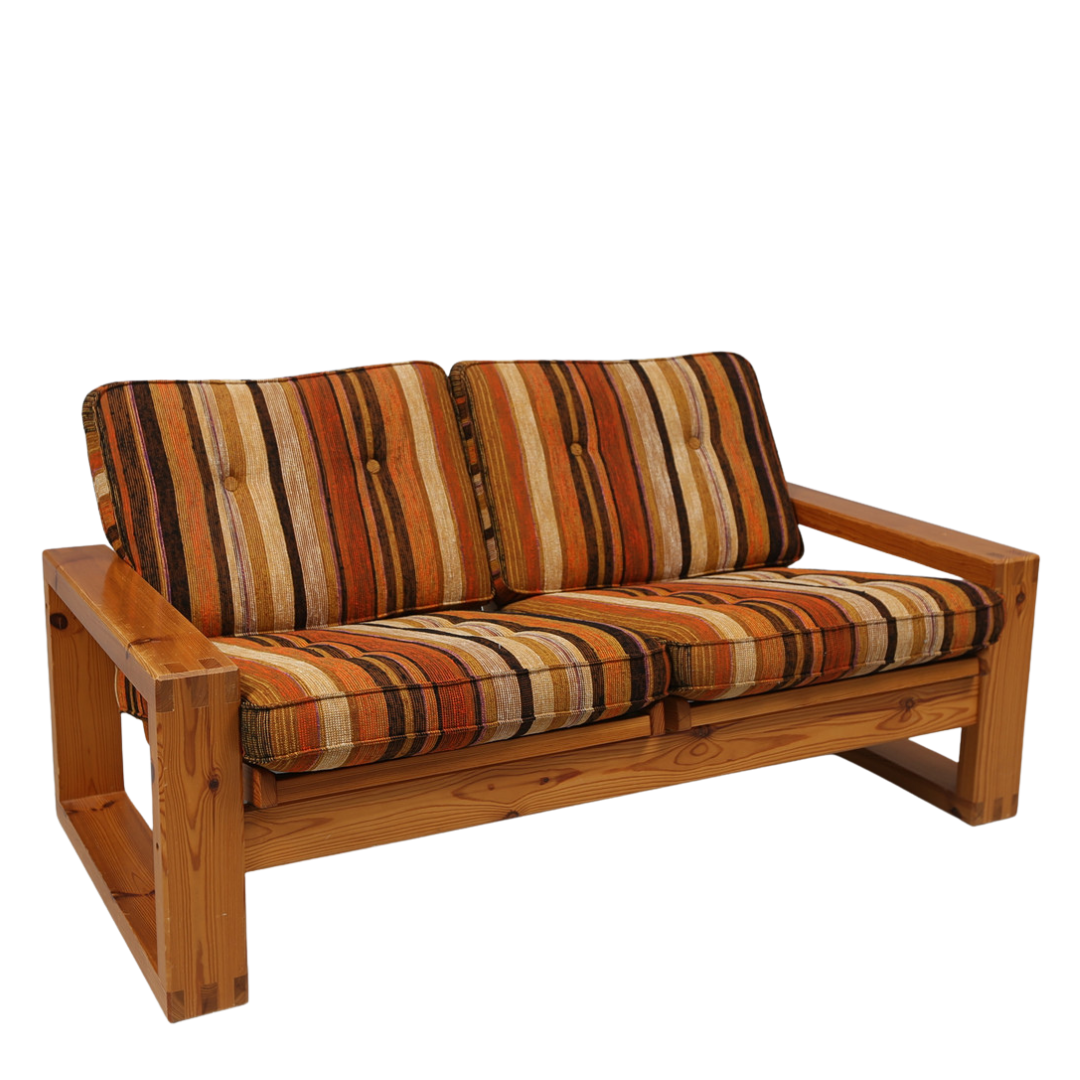 1970s Swedish : solid pinewood 2-seat sofa, style of Yngve Ekström