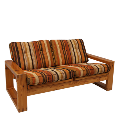 1970s Swedish : solid pinewood 2-seat sofa, style of Yngve Ekström