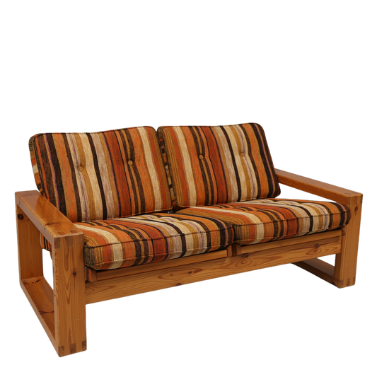 1970s Swedish : solid pinewood 2-seat sofa, style of Yngve Ekström