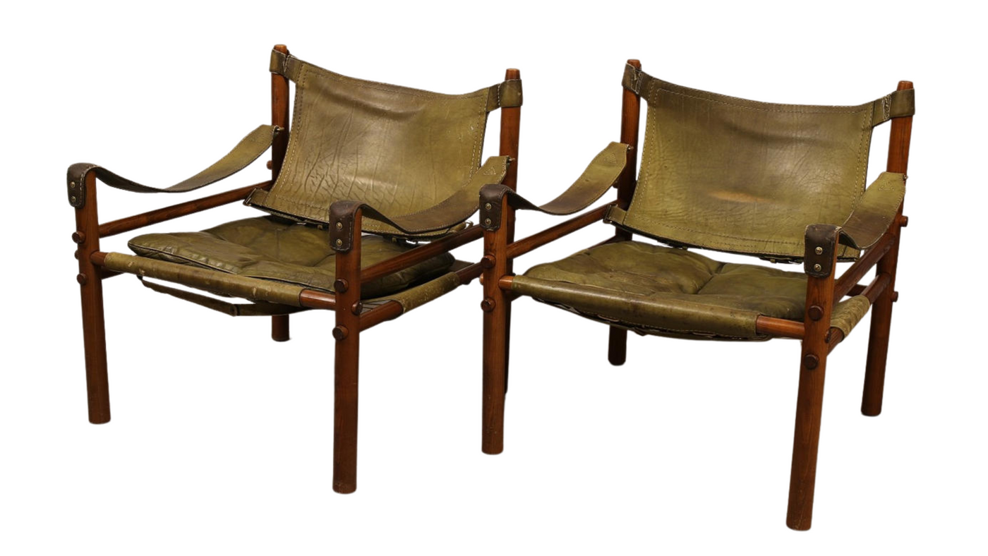1960s Arne Norell green leather Sirocco safari chair Norell Möbel AB