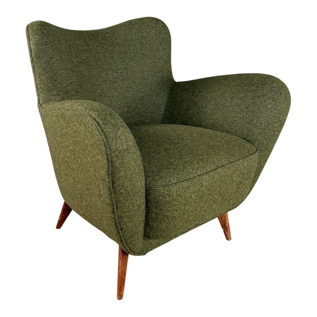 1950s Guglielmo Veronesi : pair of Italian butterfly lounge chair, felted wool