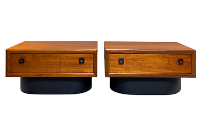Pair 1960s R.S. Assoc. teakwood nightstands