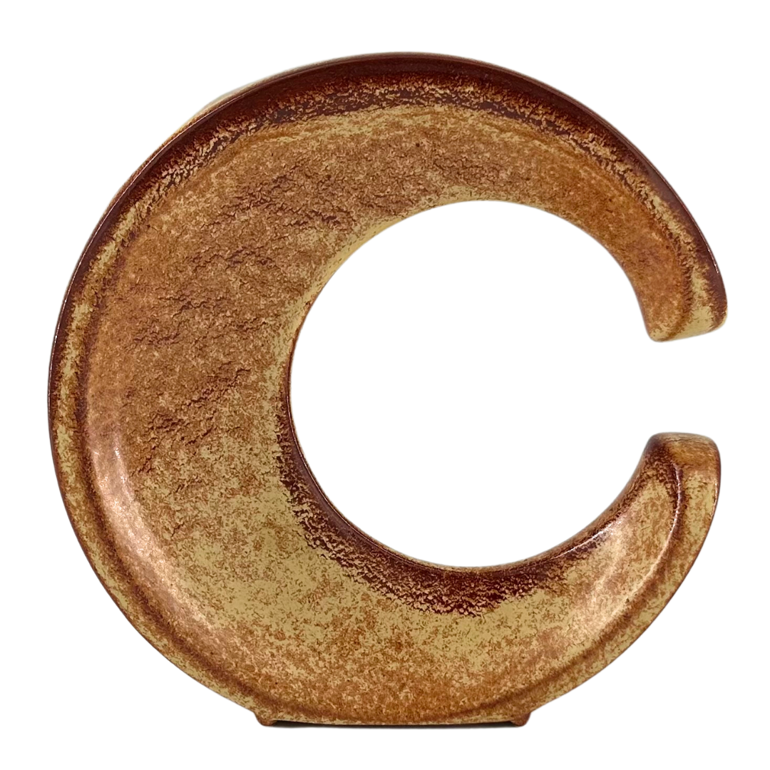 1970s Roberto Rigon : "letter C" vase, screziato tabacco glaze