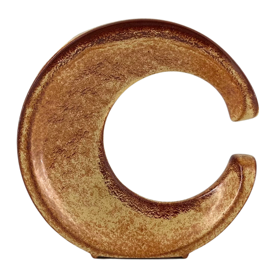 1970s Roberto Rigon : "letter C" vase, screziato tabacco glaze