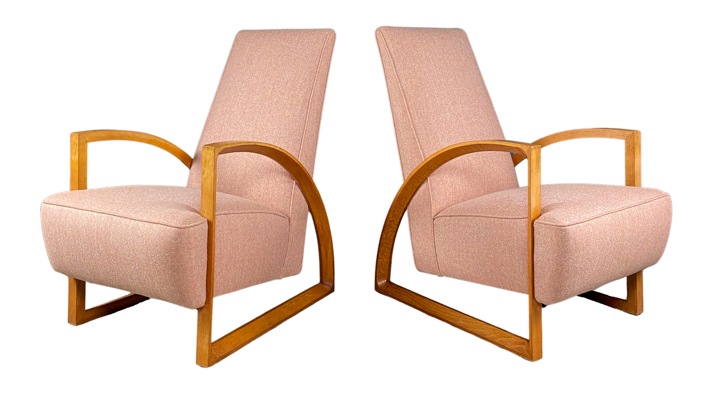 1970s Dutch curved-arm solid elmwood lounge chair