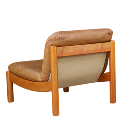 1960s Carl Straub : pair cognac leather slipper chairs, Germany