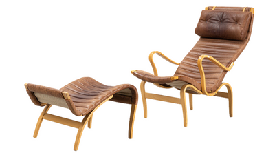 Bruno Mathsson, "Pernilla 69" lounge chair & stool, Dux