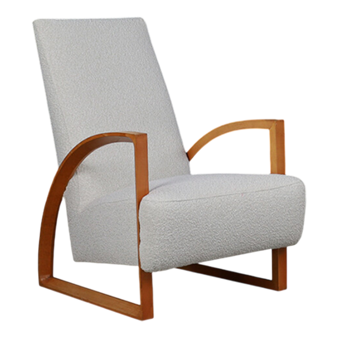 1970s Dutch : pair functional modernist beechwood armchairs