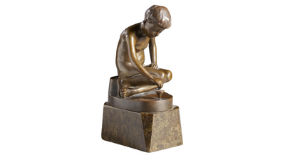 c1908 bronze & marble sculpture, Spuler Krebs