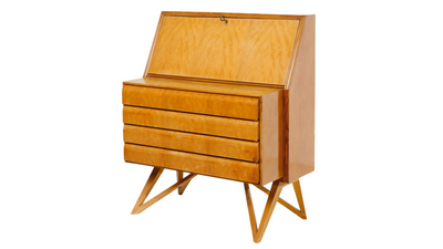 1970s Italian light-stained chest of drawers with secretary
