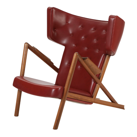 1938 Finn Juhl : iconic "The Grasshopper Chair", Indian Red leather & walnut