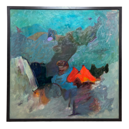 Mid-Century Eugene Arcieri : 37" x 37" abstract o/c, Woodstock artist