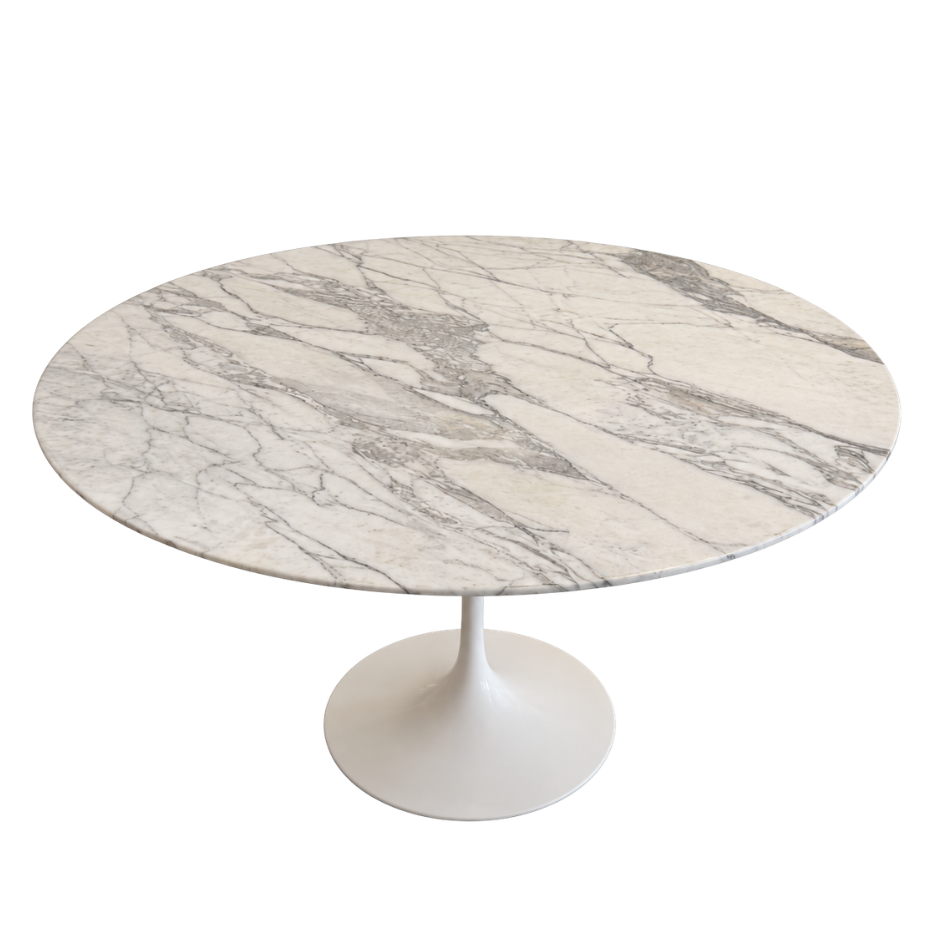 1957 design Eero Saarinen 47" Tulip table, Arabesco marble & aluminum, Knoll