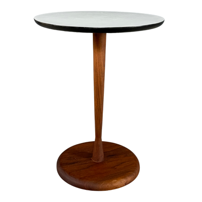 Mid-century : teakwood side table w/circular laminate top, USA