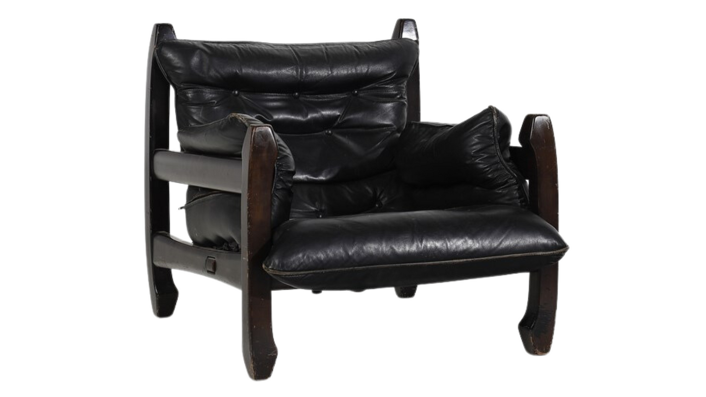 1970s Luciano Frigerio leather "Samurai" lounge chair