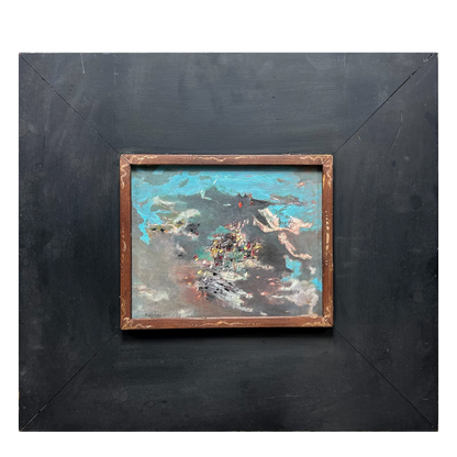 Mid-Century Eugene Arcieri : 19" x 21" abstract o/b, Woodstock artist