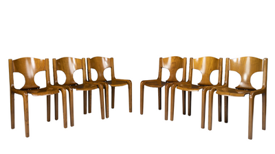 c1968 Set of eight Augusto Savini for Pozzi Dining Chairs