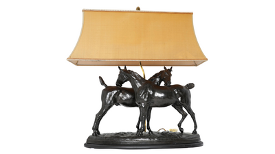 1920s Lauritz Jensen blackened terracotta table lamp