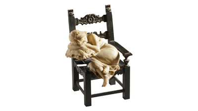 c1900 Italian marble & metal sculpture, sleeping girl