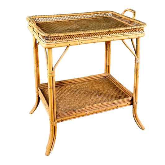 c1950 French : rattan and wicker, side or serving table