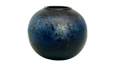 1960s Wormser Terra Sigillata Blue Ball Vase, W. Germany