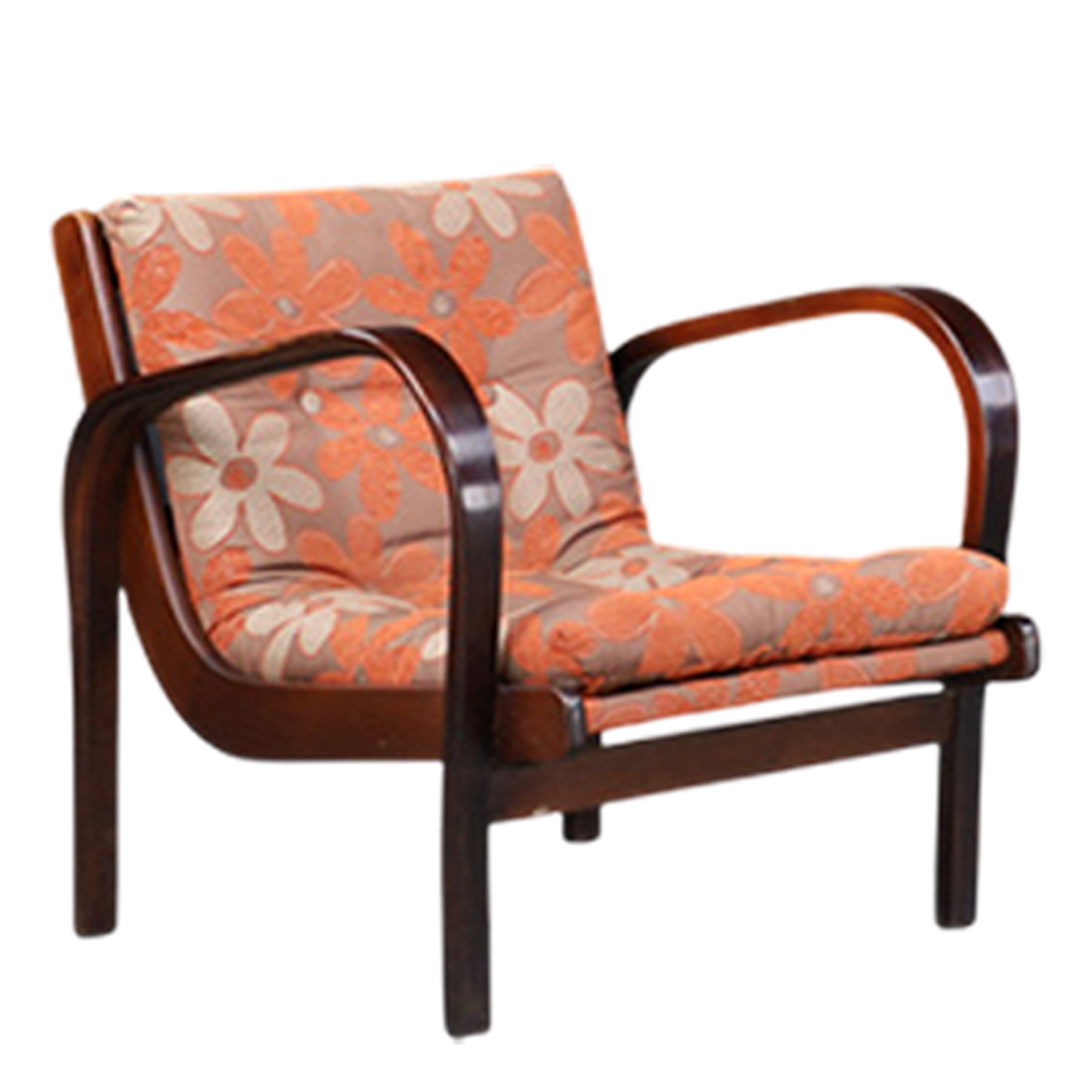 1940s Kozelka & Kropáček : sculptural low lounge chair, Czech