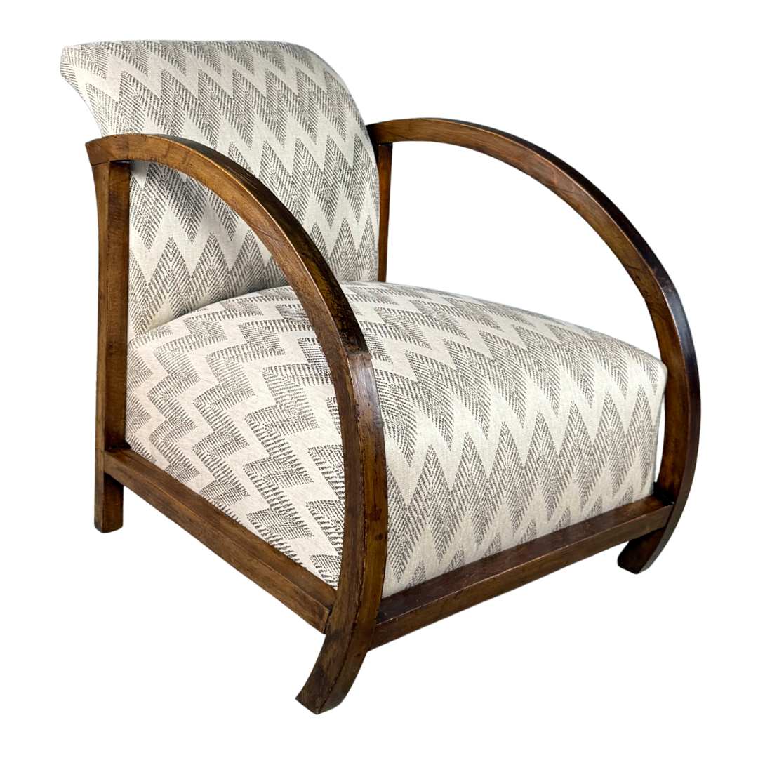 c1940 French : pair of continuous arched arm club chair