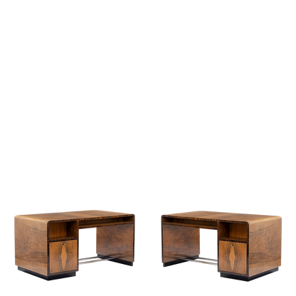 1930s Danish Art Deco : walnut & Macassar partners desk