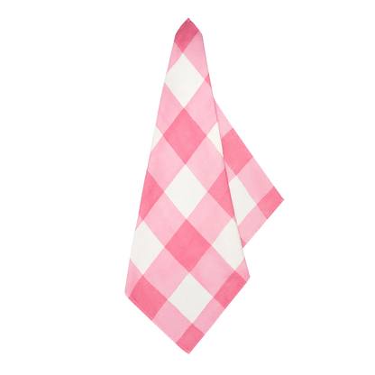 Summerill & Bishop : 'Gingham' Linen Napkin in Rose Pink, Set of 4